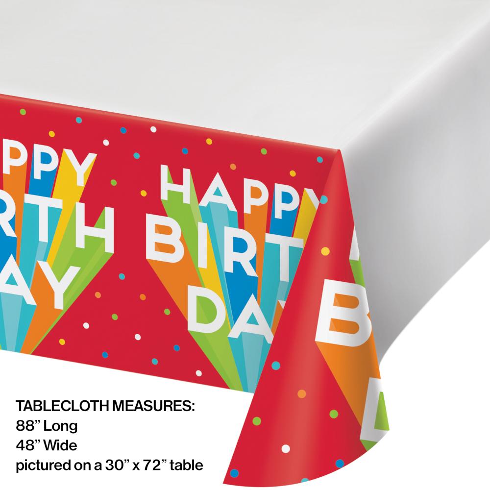 12 pc Bulk Happy Birthday Bash Plastic Tablecloths