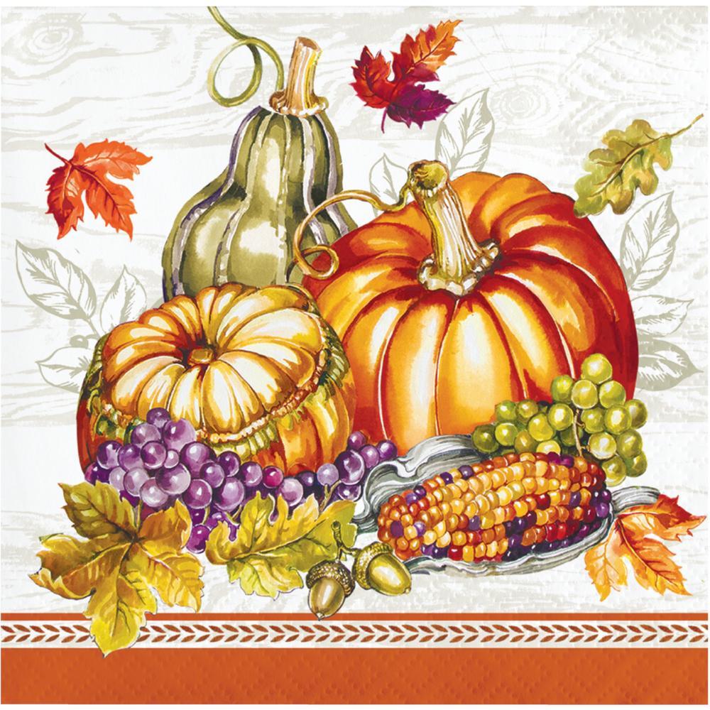 192 pc Bulk Thanksgiving Cornucopia Beverage Napkins