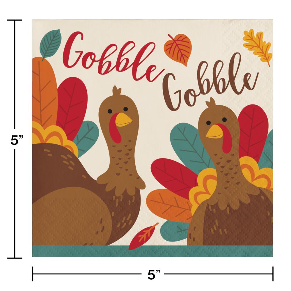 192 pc Bulk Thanksgiving Turkey Beverage Napkins