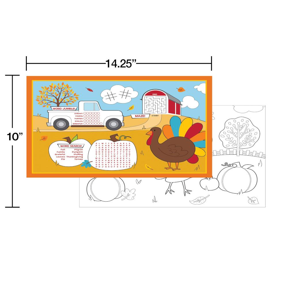 96 pc Bulk Fall Fun Activity Placemats
