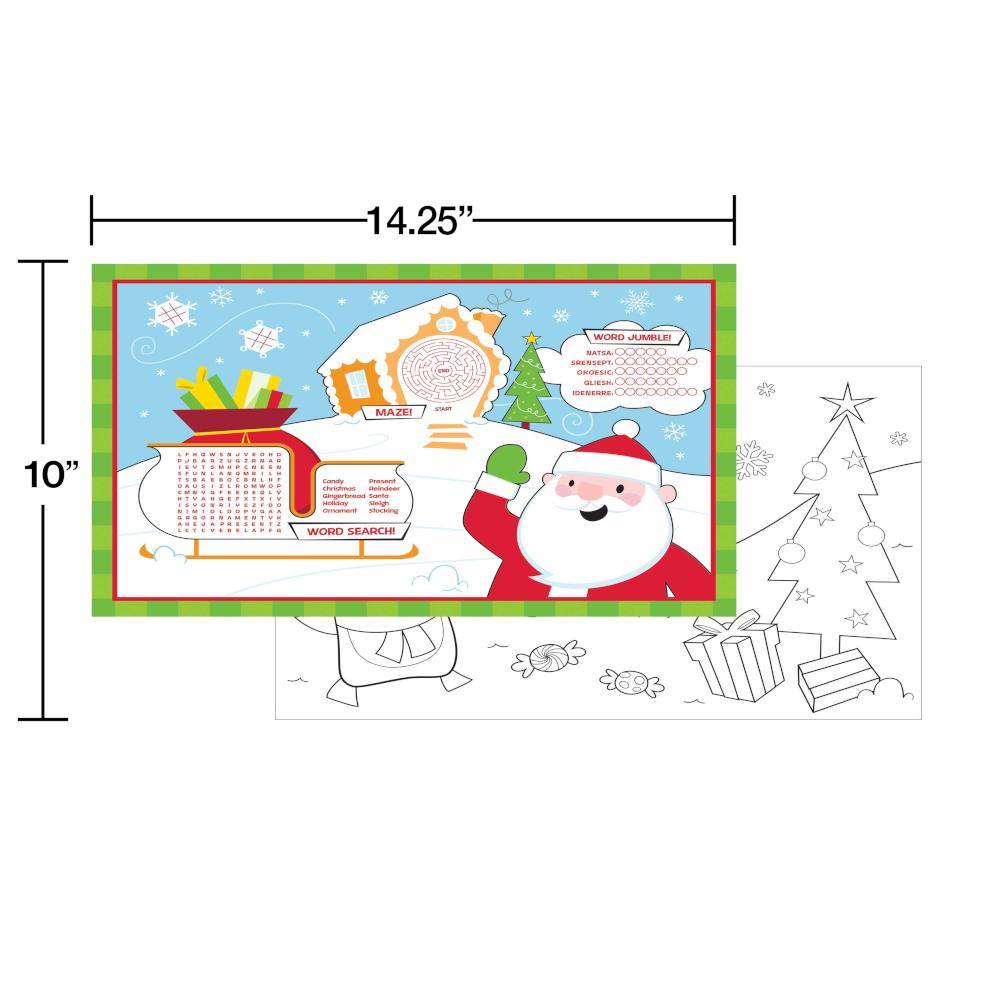 Placemats, Christmas Activity, 8 ct Party Supplies by Creative Converting