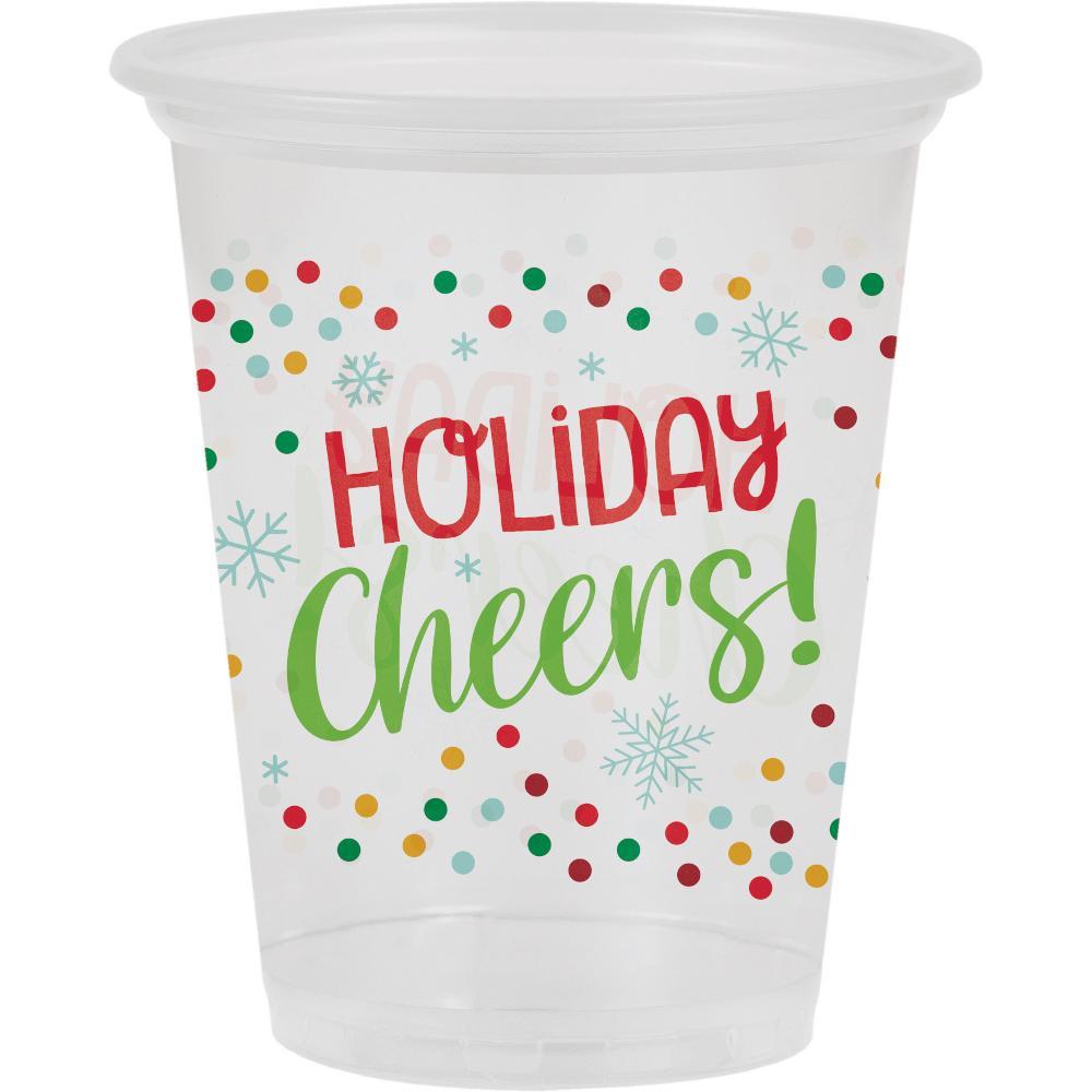 96 pc Bulk Clear Holiday Cheers Plastic Cups