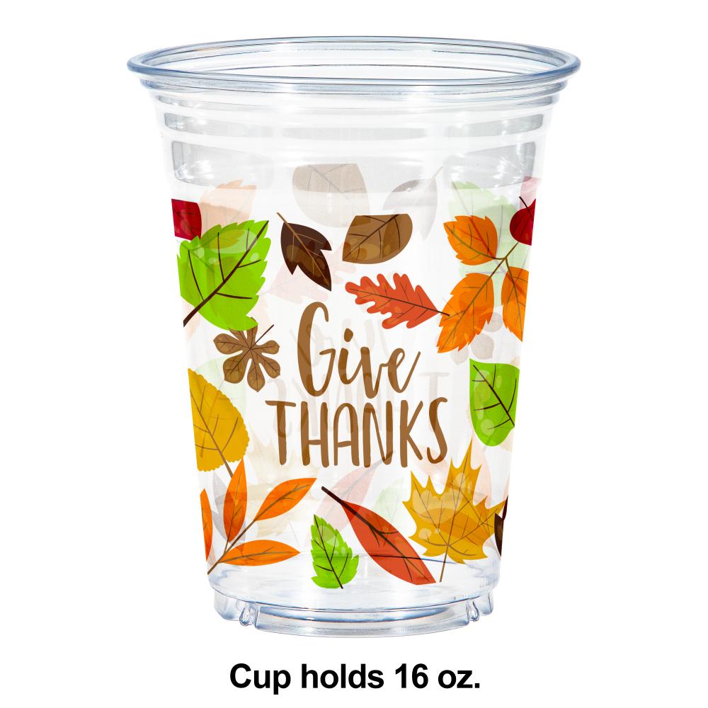 16Oz Plastic Cup, Clear, Fall Leaves, 8 ct Party Supplies by Creative Converting
