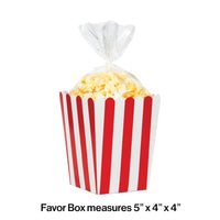 48 pc Bulk Red and White Striped Popcorn Treat Boxes with Cello Bags