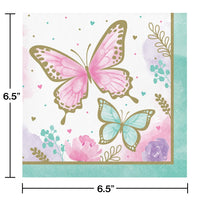 192ct Bulk Golden Butterfly Luncheon Napkins