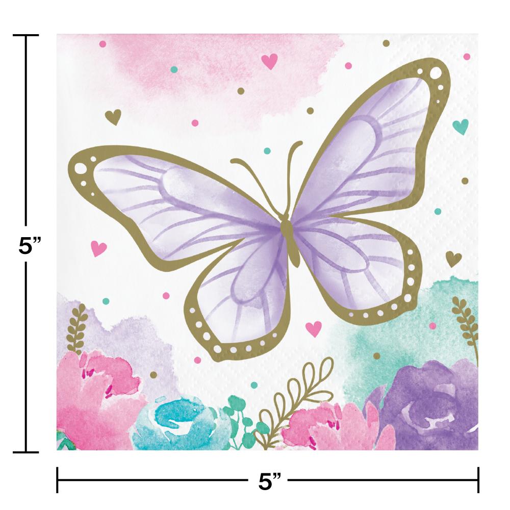 Butterfly Shimmer Beverage Napkin 16ct