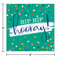 192ct Bulk Festive Cake Hip Hip Hooray Beverage Napkins