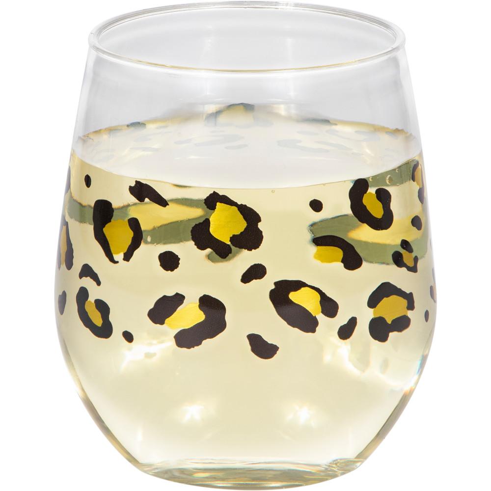 6ct Bulk Leopard Plastic Stemless Wine Glasses