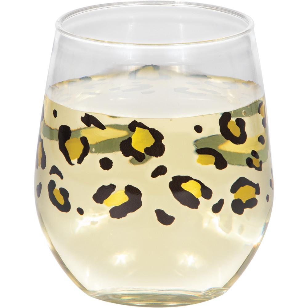 6ct Bulk Leopard Plastic Stemless Wine Glasses