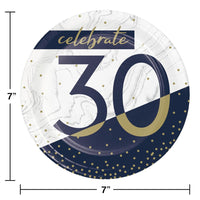 96ct Bulk Navy and Gold 30th Birthday Dessert Plates