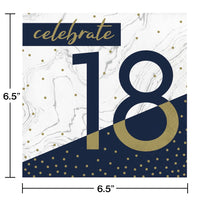 192ct Bulk Navy and Gold 18th Birthday Luncheon Napkins