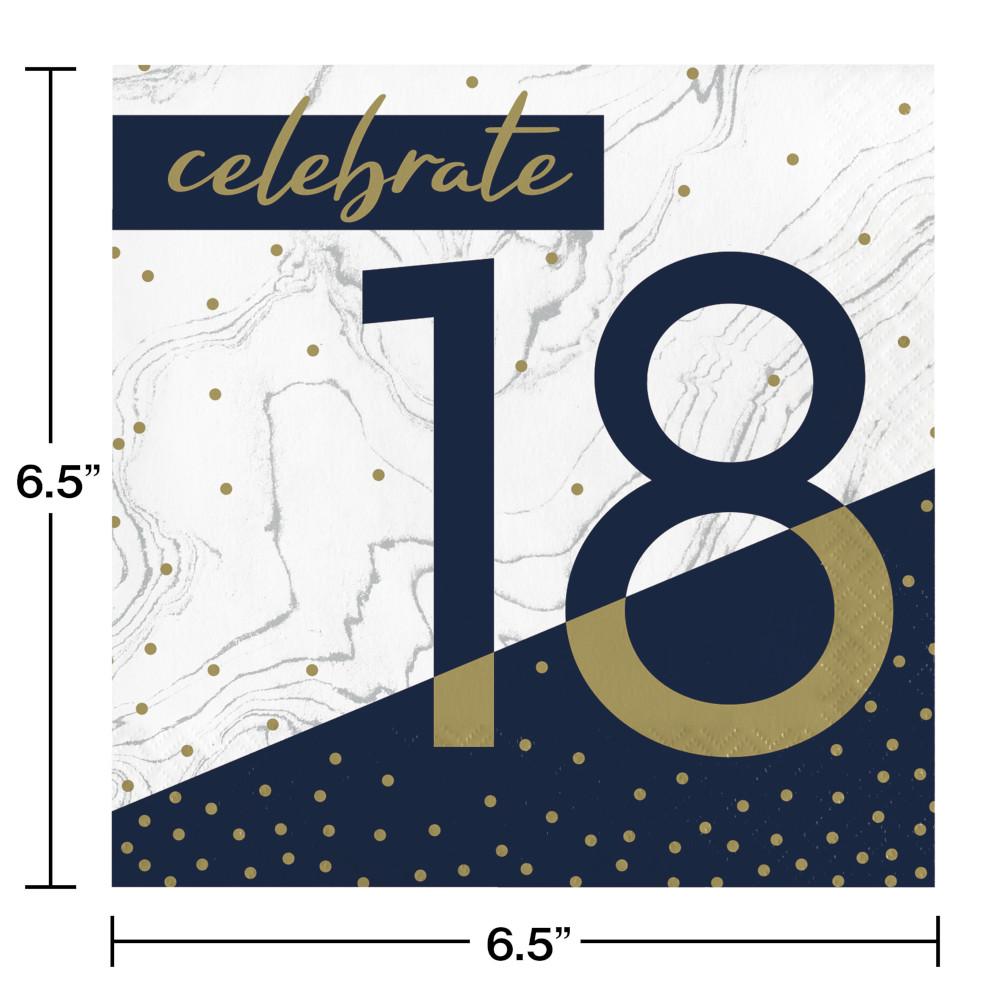 192ct Bulk Navy and Gold 18th Birthday Luncheon Napkins