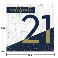 192ct Bulk Navy and Gold 21st Birthday Luncheon Napkins