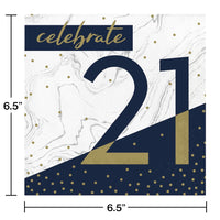 192ct Bulk Navy and Gold 21st Birthday Luncheon Napkins