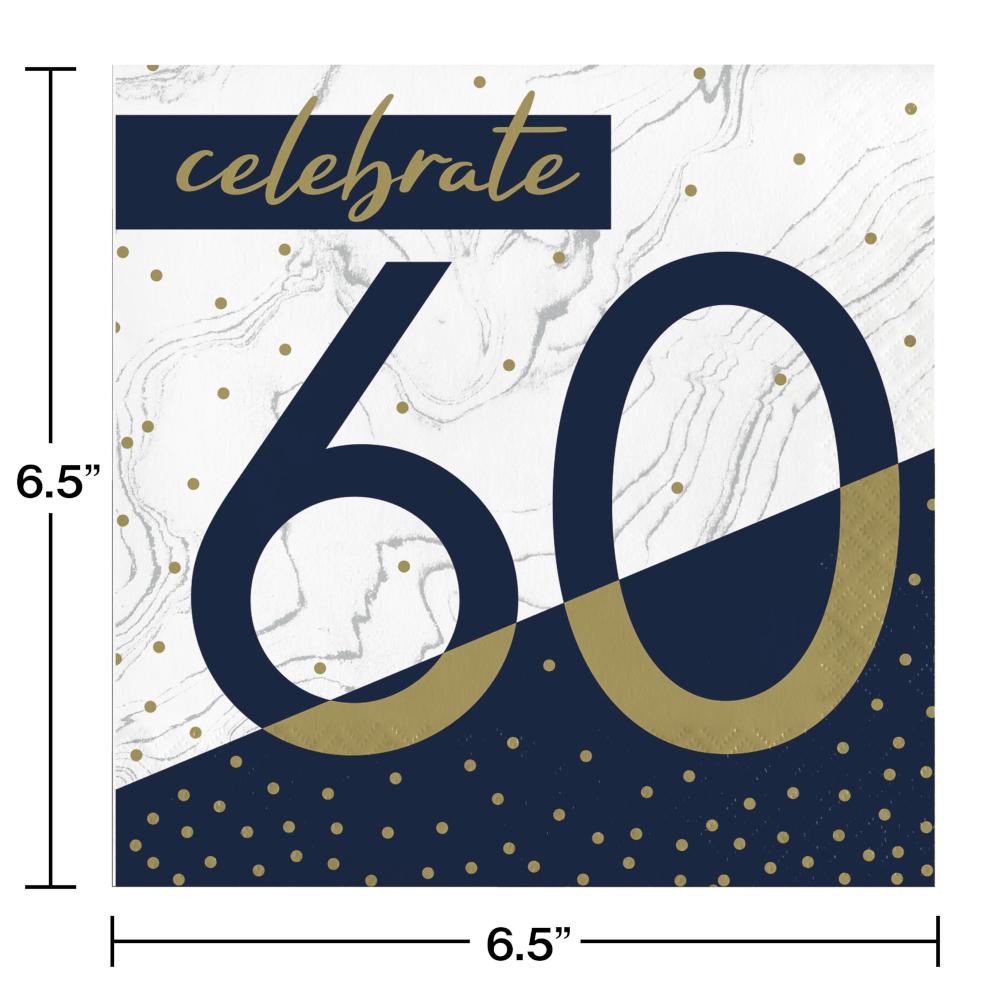 Navy & Gold Milestone Luncheon Napkin, 60 16ct