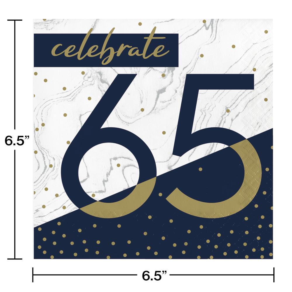 192ct Bulk Navy and Gold 65th Birthday Luncheon Napkins