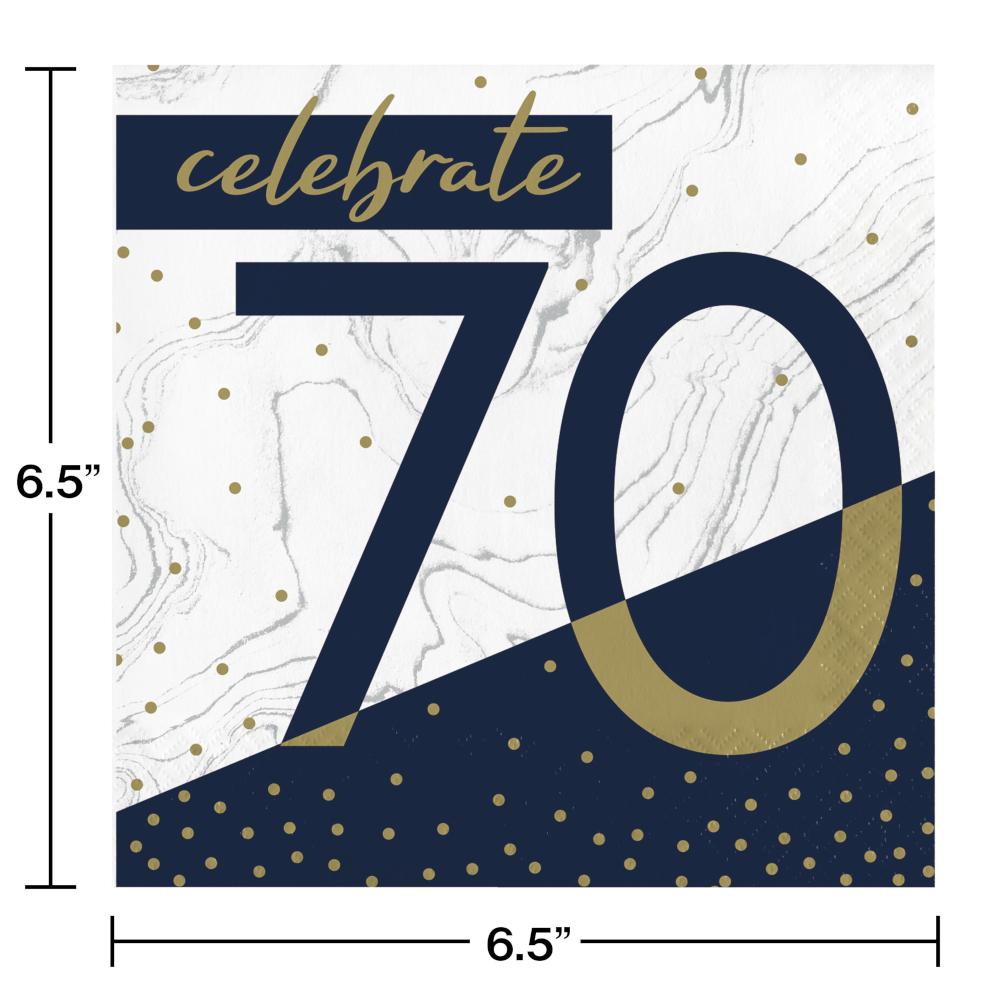 192ct Bulk Navy and Gold 70th Birthday Luncheon Napkins