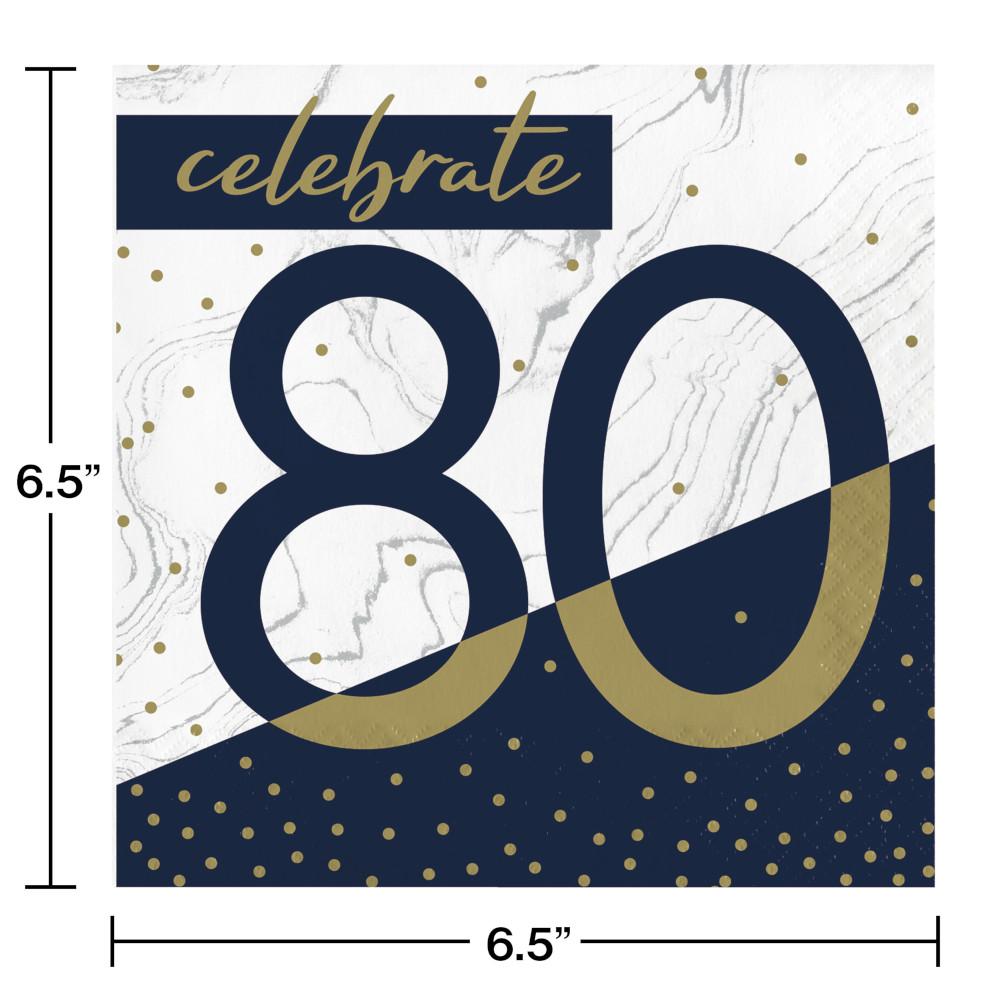 192ct Bulk Navy and Gold 80th Birthday Luncheon Napkins