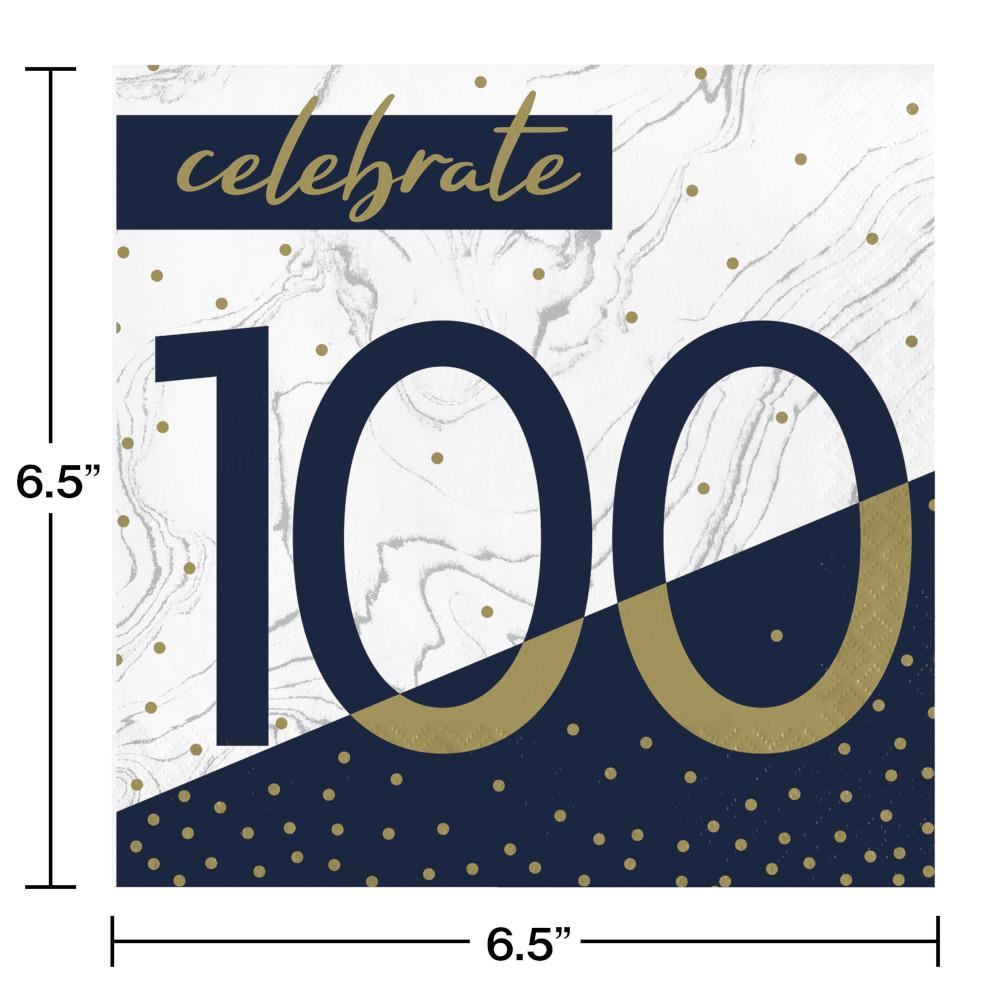 192ct Bulk Navy and Gold 100th Birthday Luncheon Napkins