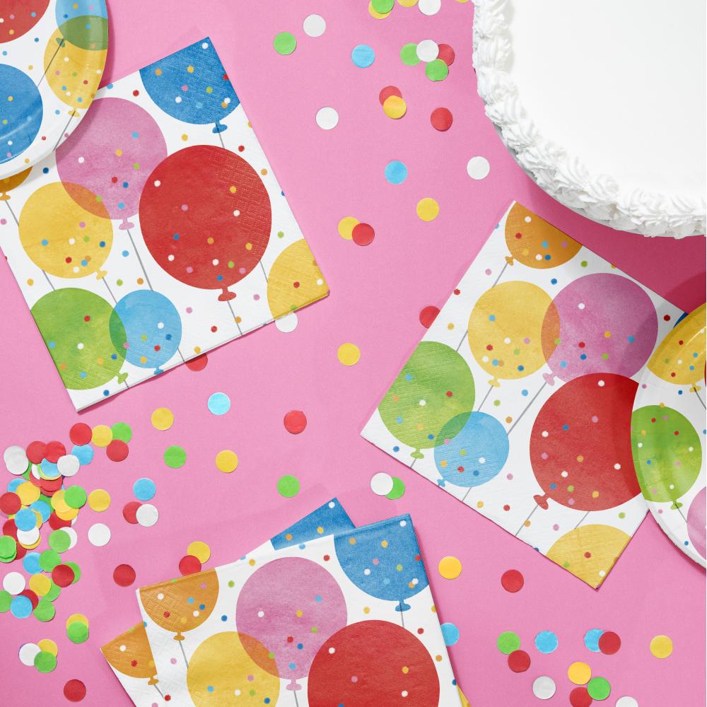 192ct Bulk Birthday Confetti Balloons Luncheon Napkins