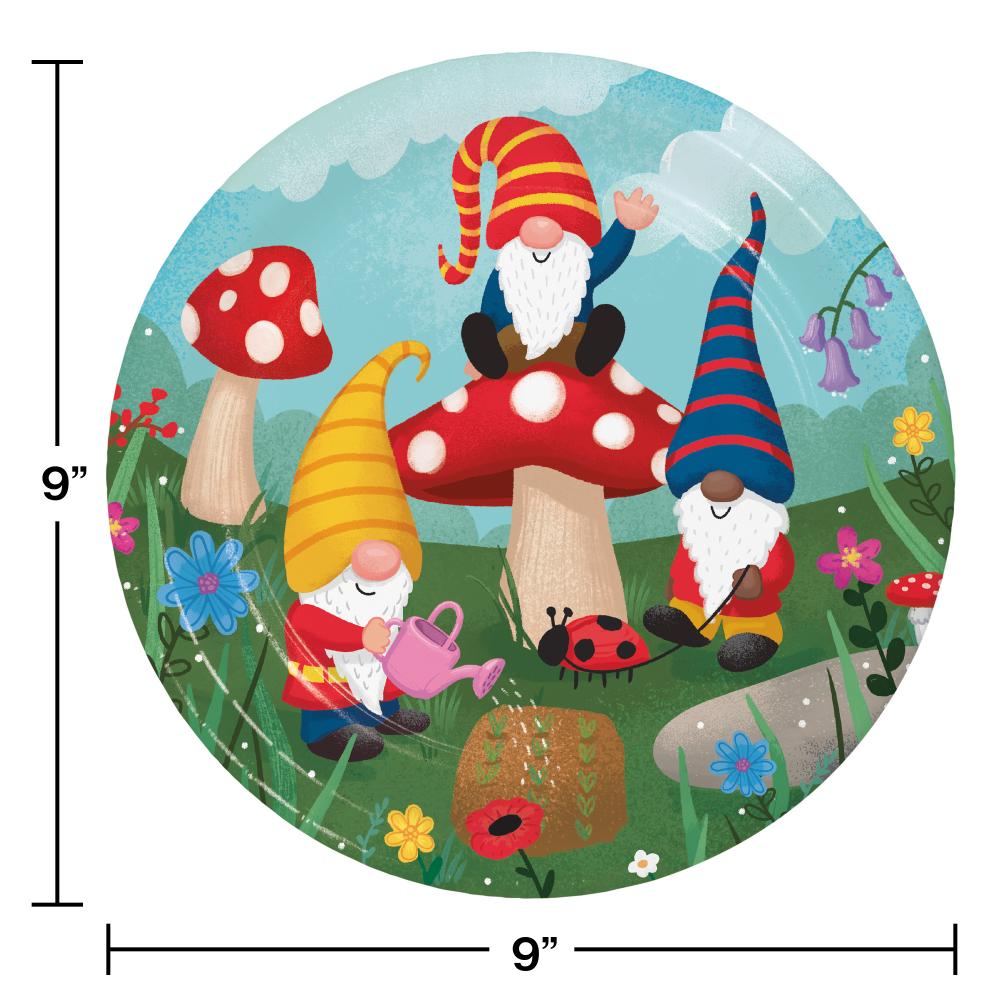96ct Bulk Party Gnomes Dinner Plates