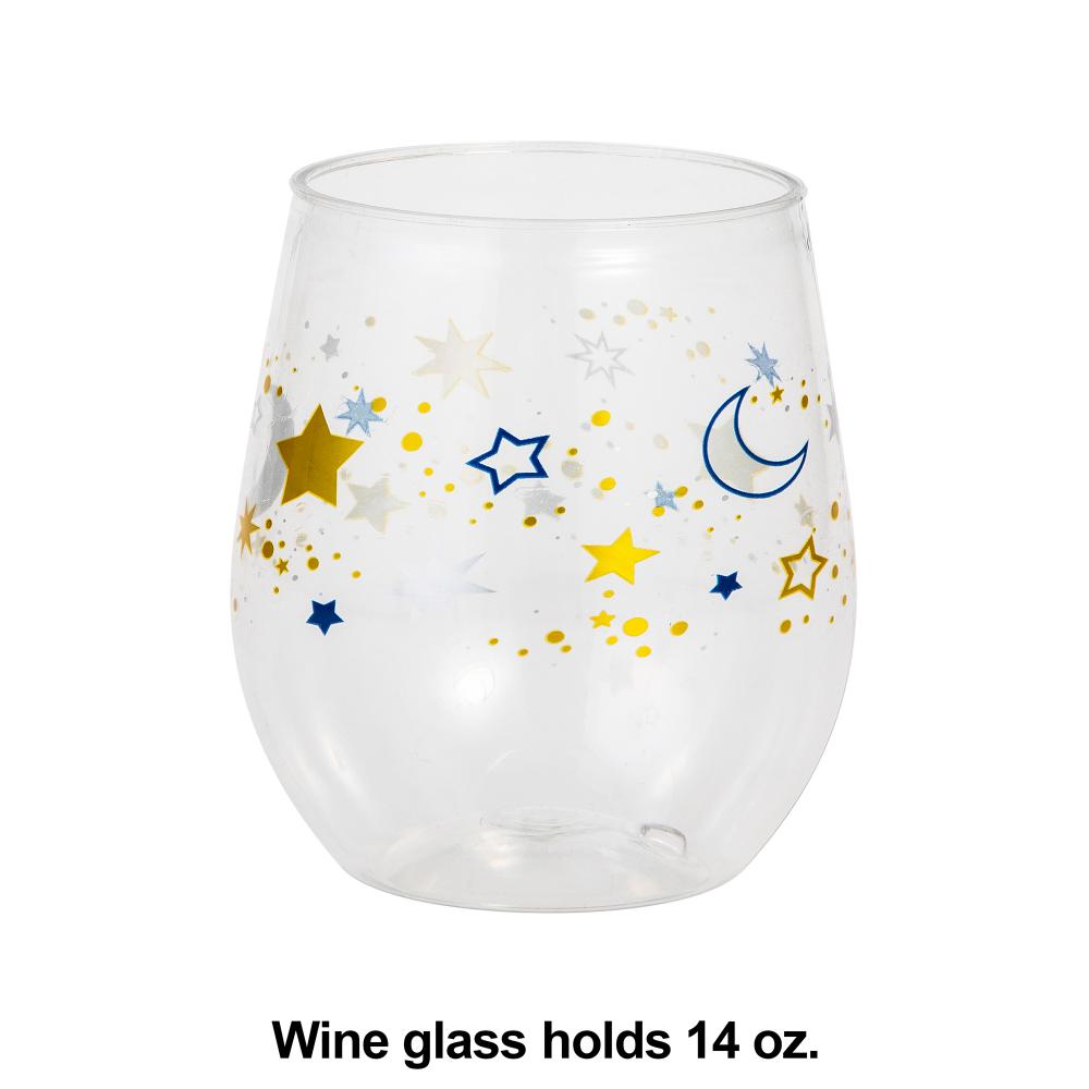 6ct Bulk Starry Night Plastic Wine Glasses