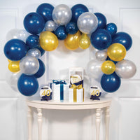 6 Kits Bulk Sophisticated Navy Gold and Silver Six Foot Balloon Arch Kit