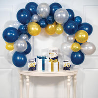 6 Kits Bulk Sophisticated Navy Gold and Silver Six Foot Balloon Arch Kit