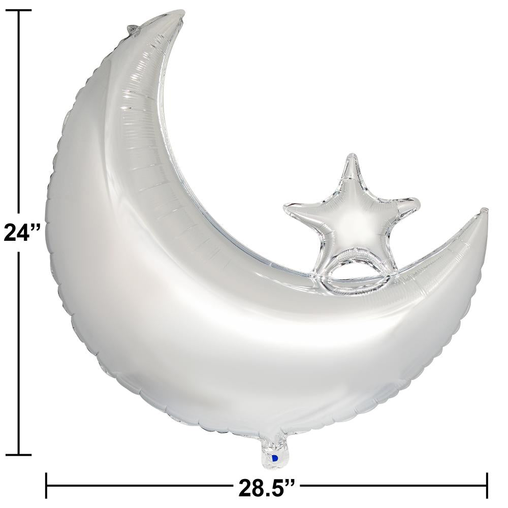 10ct Bulk Starry Night Moon Shaped Metallic Balloons