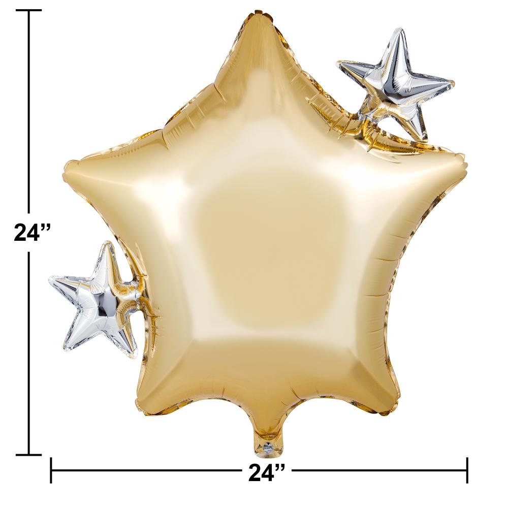 10ct Bulk Starry Night Star Shaped Metallic Balloons