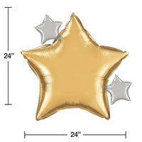 10ct Bulk Starry Night Star Shaped Metallic Balloons