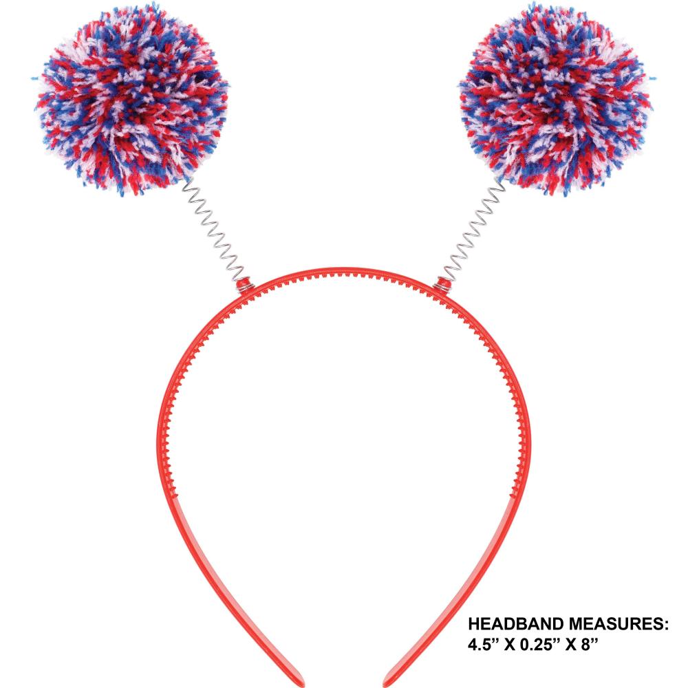 12 pc Bulk Patriotic Plastic Headbands w/ bopper