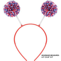 12 pc Bulk Patriotic Plastic Headbands w/ bopper