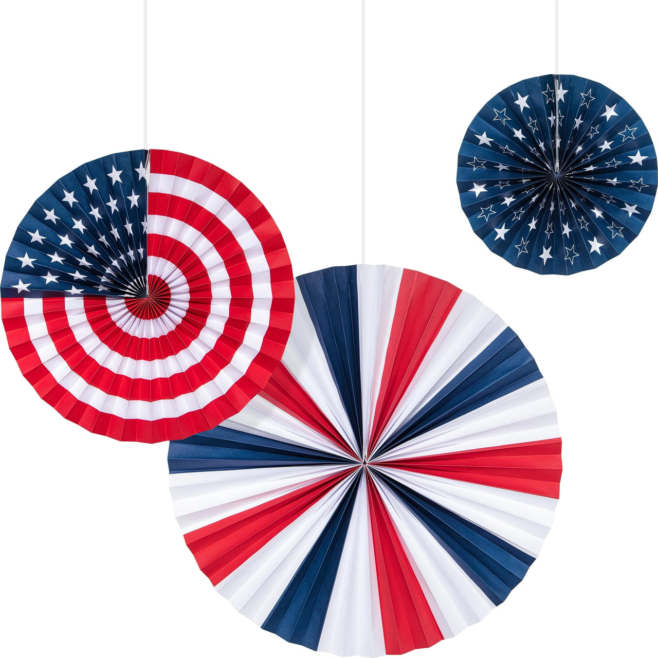 36 pc Bulk Patriotic Fans PR 16" 12" 8"