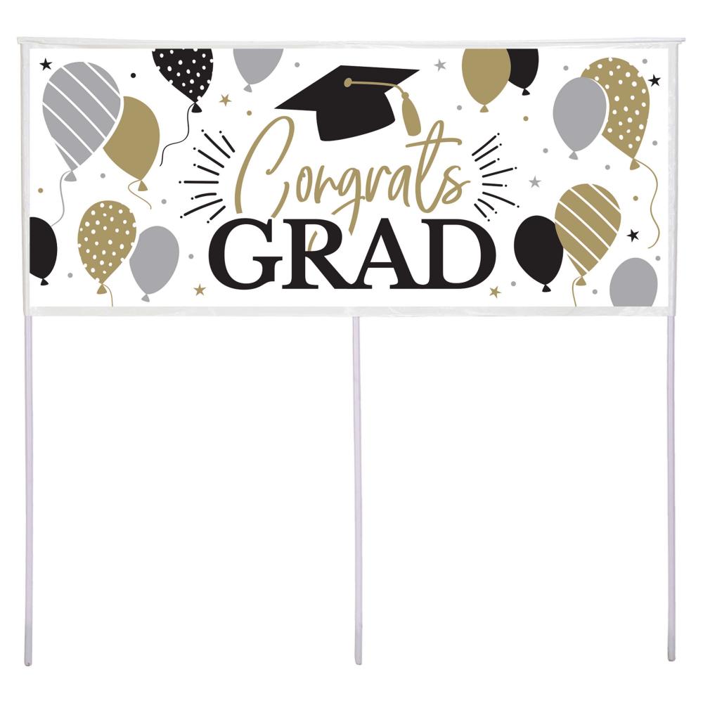 Grad Decor Yard Banner, Congrats Grad (1 per Pkg) by Creative Converting