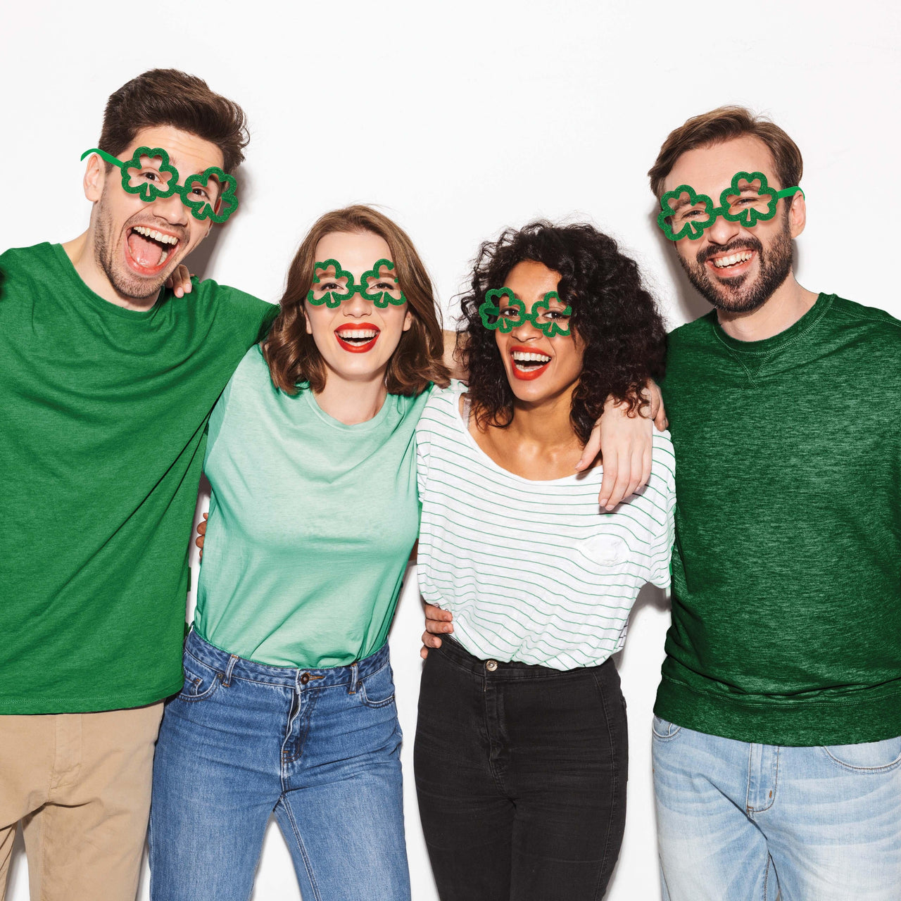 St Pats Decor Shamrocks Glasses Party Favor