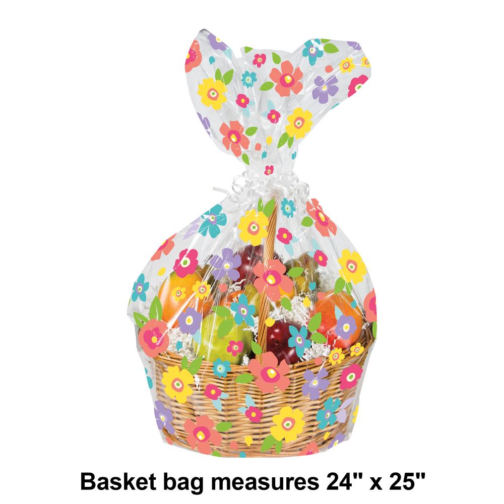 12 pc Bulk Spring Floral Cello Basket Bag
