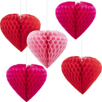 60 pc Bulk Valentine Hearts Hanging Cutouts w/ Honeycomb