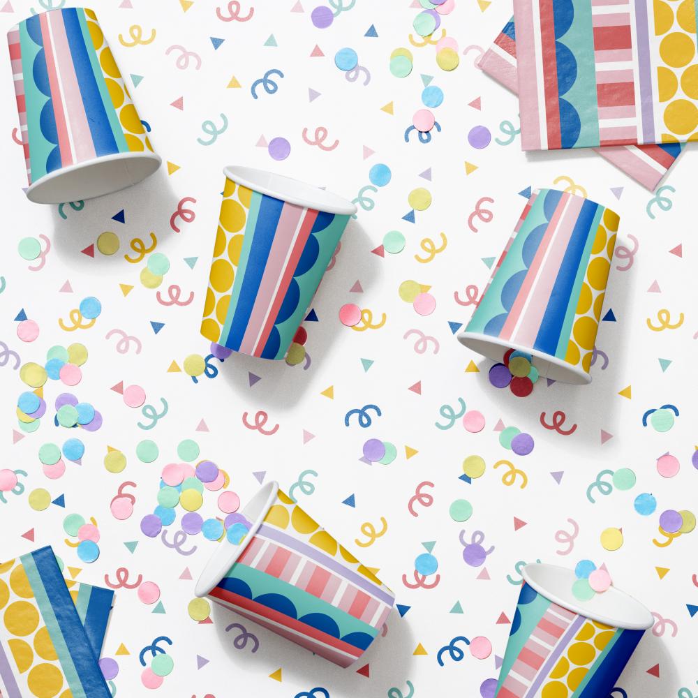 Party Patterns Paper Hot/Cold Cup 9oz. (8/Pkg)