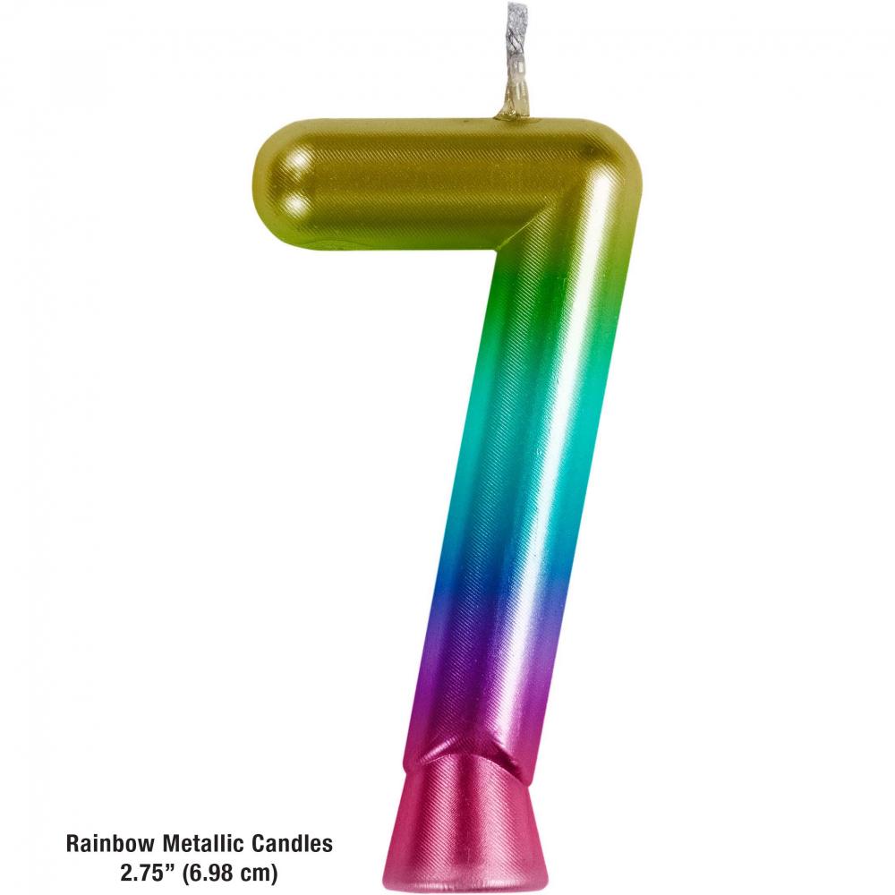 Rainbow 7 Birthday Candle (1/Pkg)