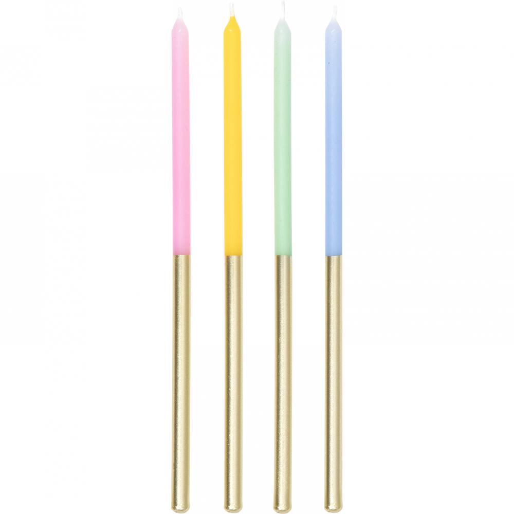 Tall Birthday Candle Pastel Gold Metallic (12/Pkg)