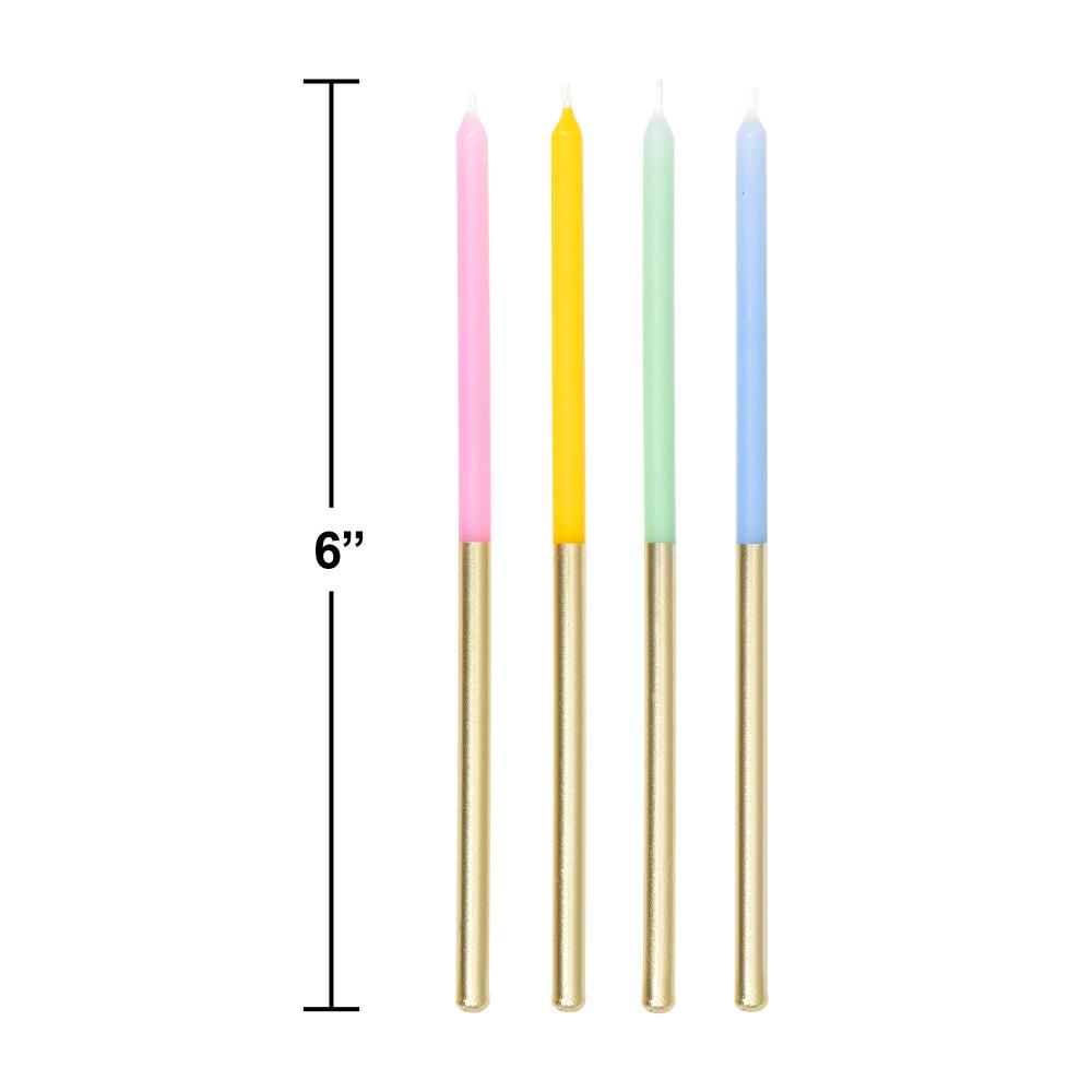 Tall Birthday Candle Pastel Gold Metallic (12/Pkg)