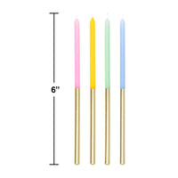 Tall Birthday Candle Pastel Gold Metallic (12/Pkg)