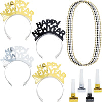 New Year's Eve Decor 4th Gold New Year Wearables Kit for 4, Black, Silver, Gold