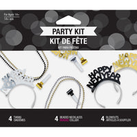 New Year's Eve Decor 4th Gold New Year Wearables Kit for 4, Black, Silver, Gold
