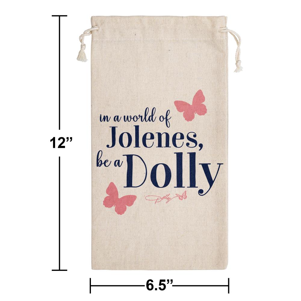 12ct Bulk Dolly Parton Canvas "Be A Dolly" Canvas Wine Gift Bag