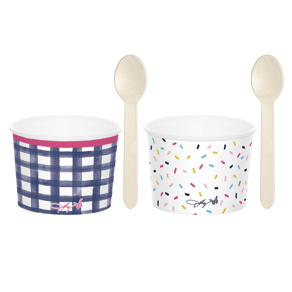 48 pc Bulk Dolly Parton Paper Dessert Cups With Wooden Spoons