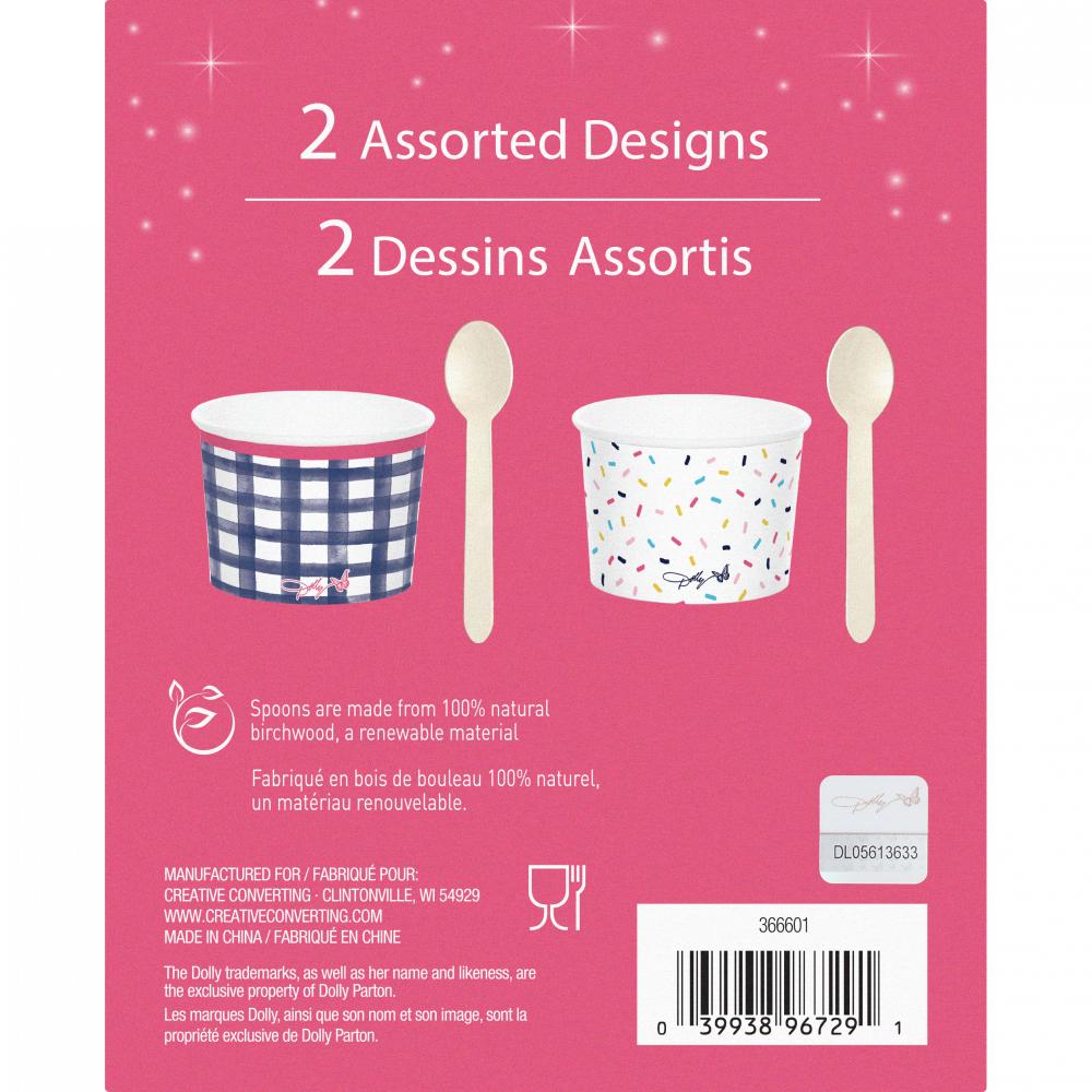 48ct Bulk Dolly Parton Paper Dessert Cups With Wooden Spoons