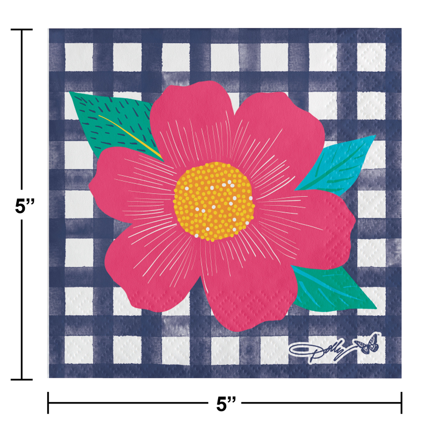 192ct Bulk Dolly Parton Blossoming Beauty 2 Ply Beverage Napkins