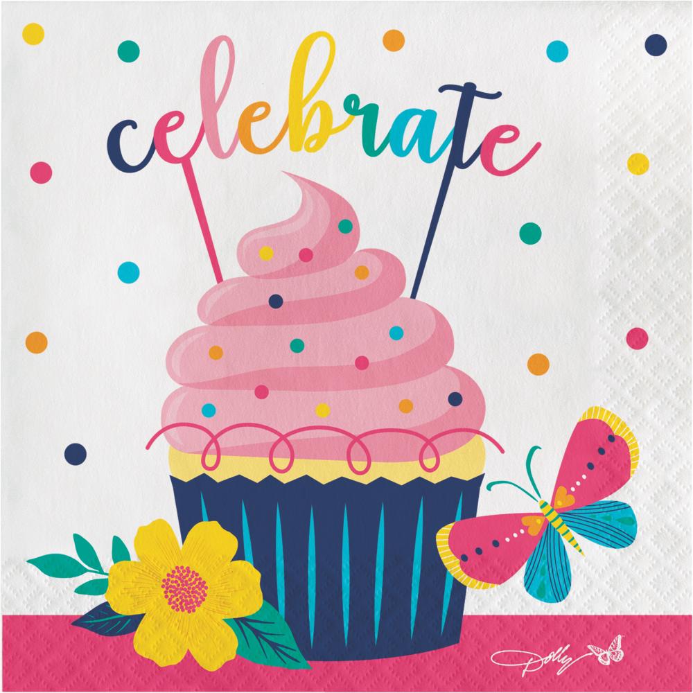 192 pc Bulk Dolly Parton Blossoming Beauty "Celebrate" 2 Ply Luncheon Napkins